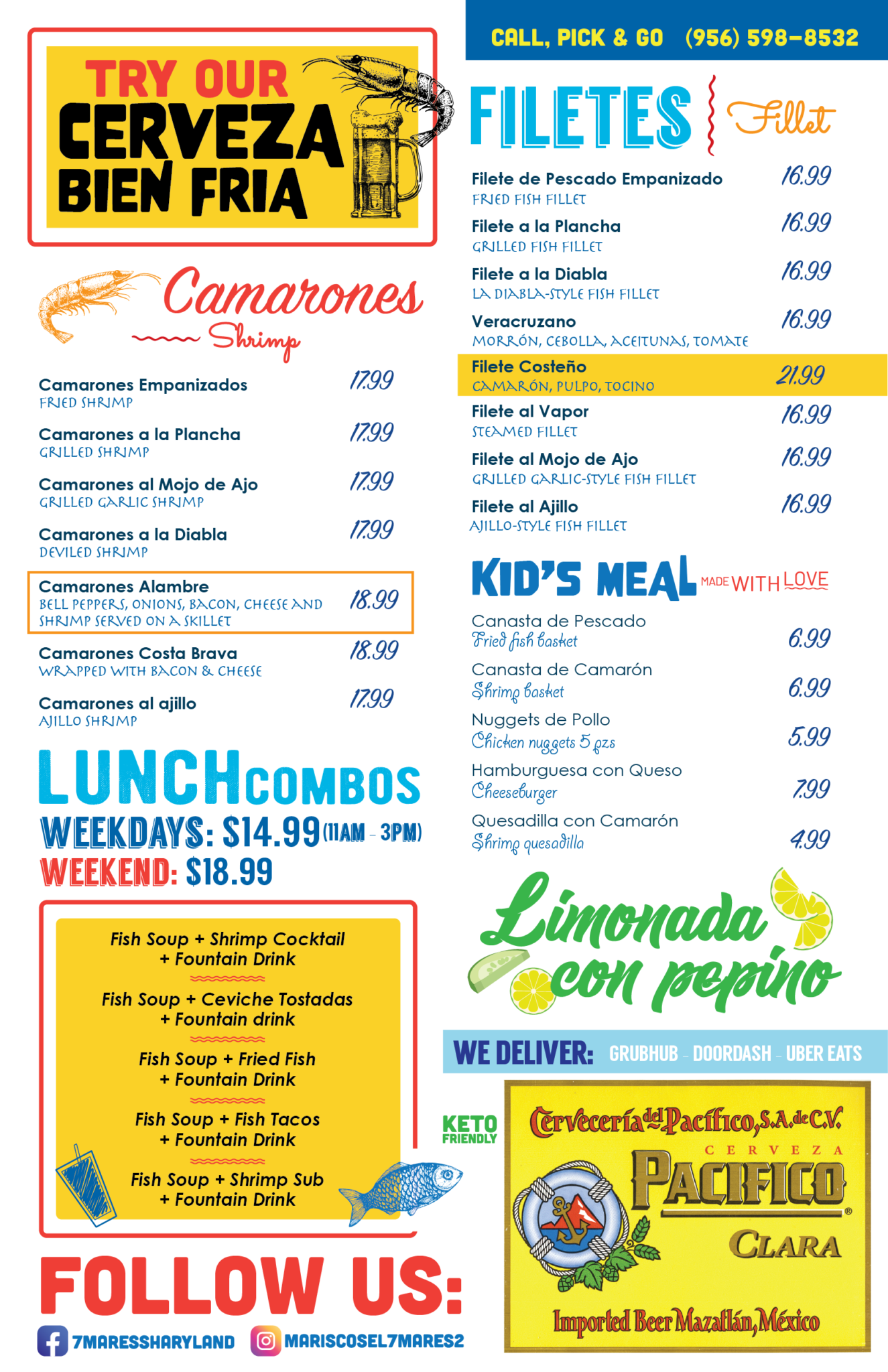 Menu Mariscos El 7 Mares